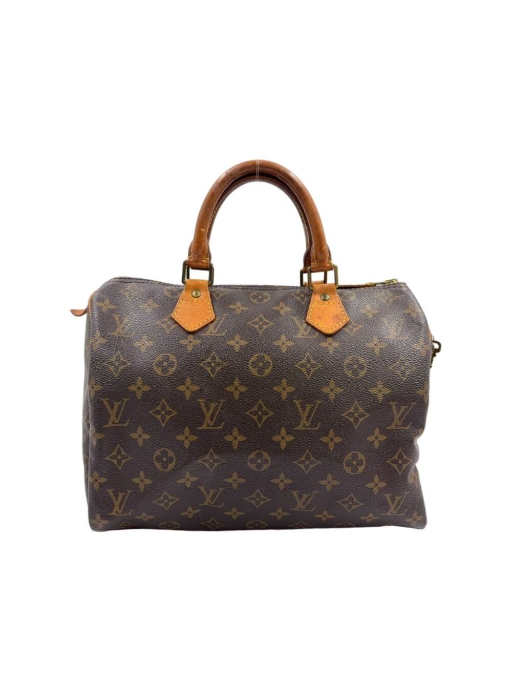 Louis Vuitton Speedy 30 Monogram Leather Brown Handbag Gold